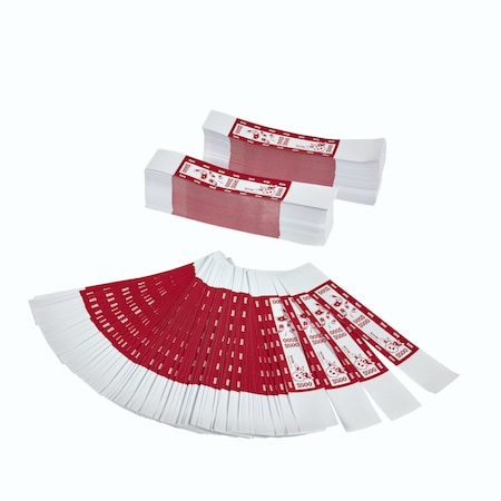 Moolah Self-Sealing Currency Bands, Red, $500, Pack of 1000 729200500
